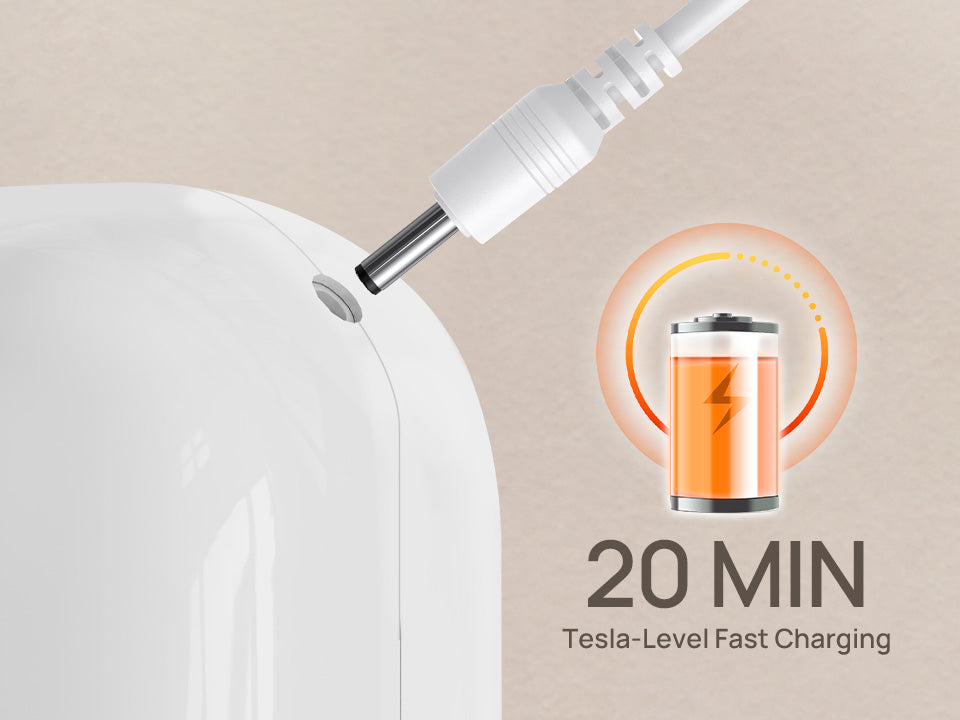Carga en 20 minutos. Trabaja sin cables.